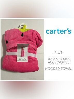 🆕CARTER’S - NWT - 50”X27” - INFANT / KIDS HOODED STRAWBERRY TOWEL
